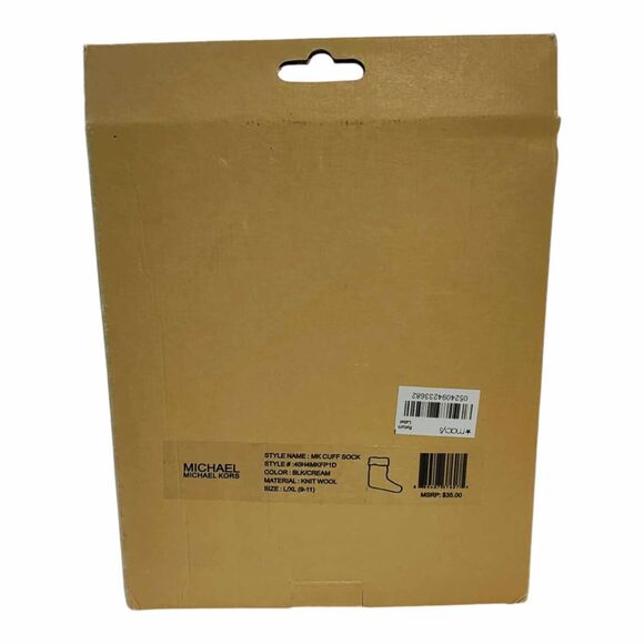 Michael Kors Boot Socks Black White Logo Wool New Size L/XL - Picture 4 of 4